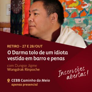 Retiro 'O Darma Tolo de um Idiota Vestido de Barros e Penas' com Dungse Jigme Wangdrak Rinpoche